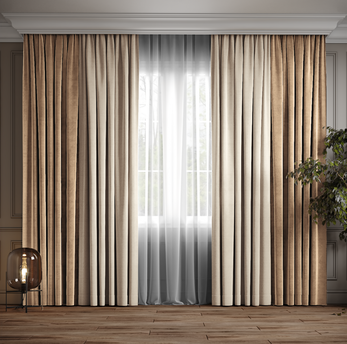 

Шторы микровелюр двухцветные: капучино с бежево-песочным. Шторы в спальню, зал, гостиную, Песочный