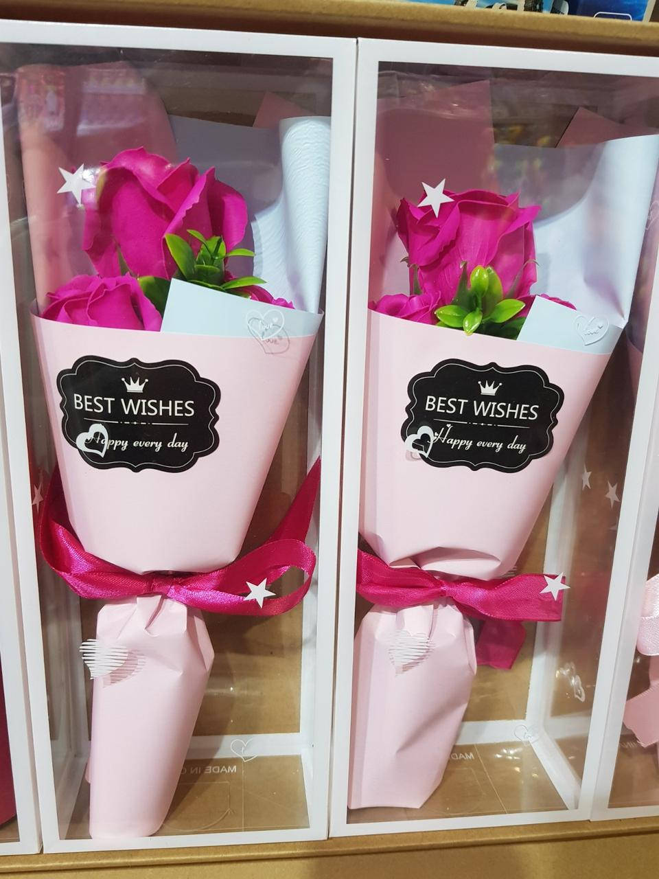 

Букет роз из мыла в подарочной упаковке best wishes 1шт