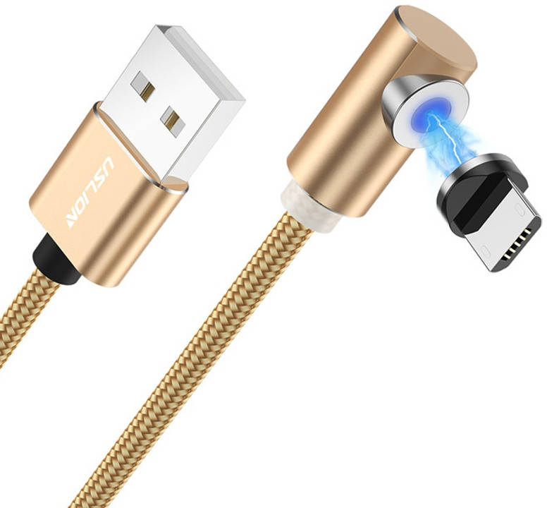 

Магнитный кабель для зарядки Micro USB (Боковой 1m) USLION - Gold