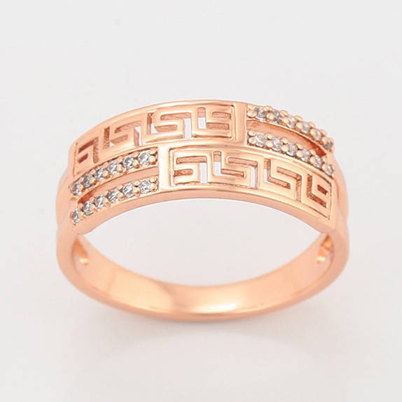 

Кольцо 36714 ширина 7 мм белые фианиты позолота РО размер 16