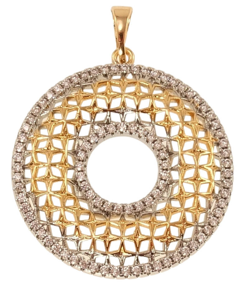 

Кулон Xuping Позолота + Родий "Круглая подвеска с резным узором и инкрустацией цирконием"