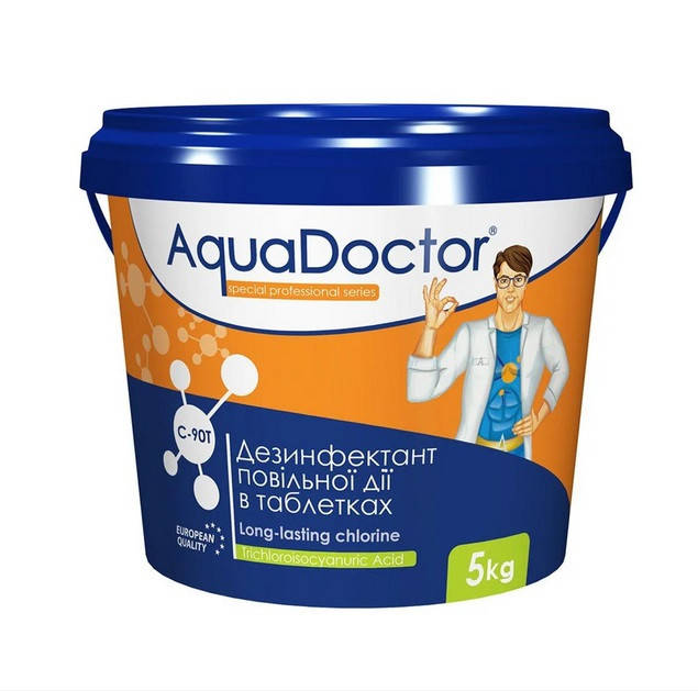

Дезинфектант на основе хлора длительного действия таб. 200 грамм AquaDoctor C-90T (5кг)