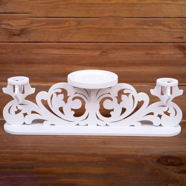 

Шик! Тройной подсвечник на Свадьбу под свечи "Семейный очаг" №1, Белый