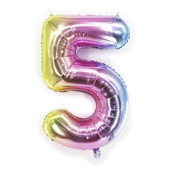 

Фольгована цифра "5" Slim Райдужна в упаковці, Радуга