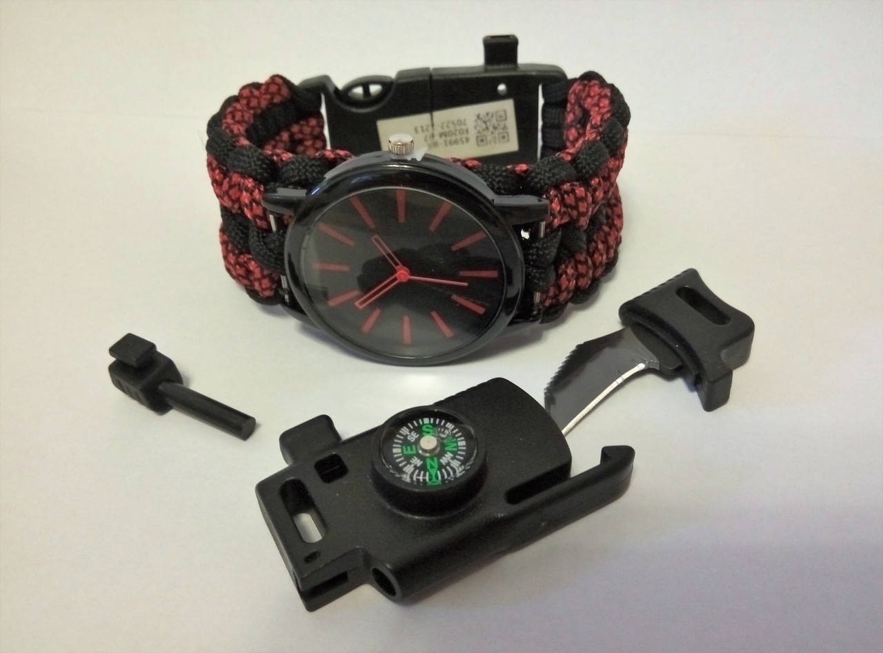 

Кварцевые Часы и браслет выживания 5 в 1