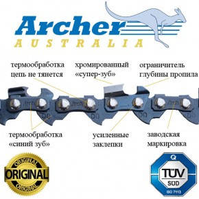

Цепь для цепной пилы 3/8P, 1,3мм 57 вед.ланок//ARCHER