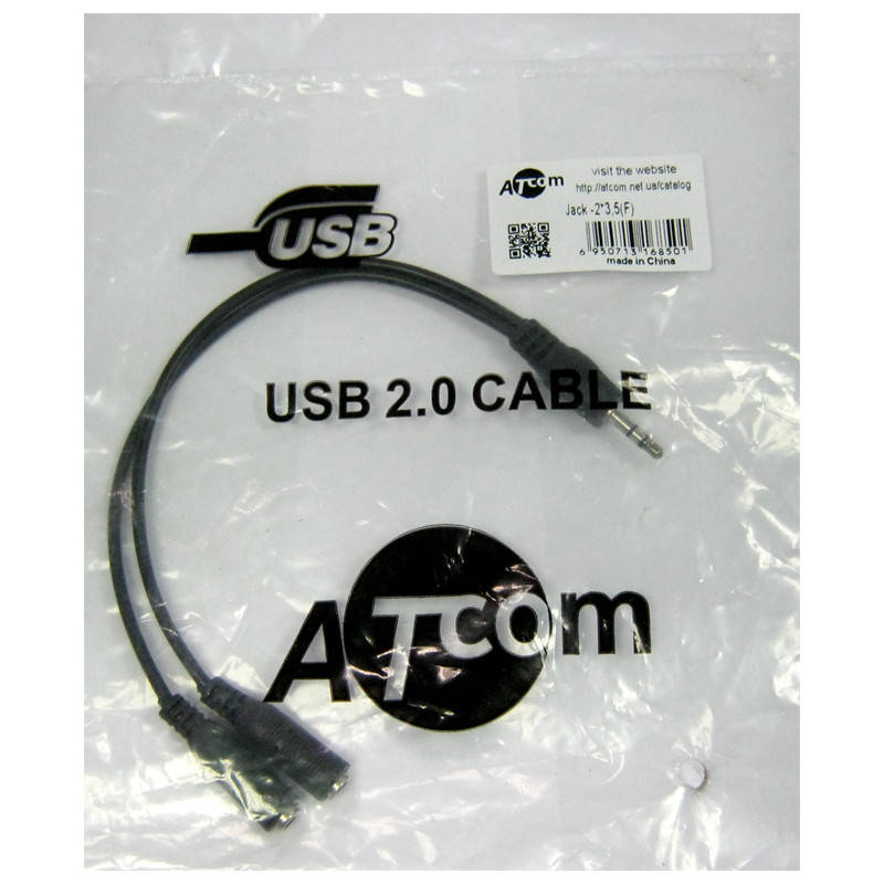 

Переходник ATcom Jack3,5 / 2x Jack3,5 ( двойник для наушников ) 0,1м