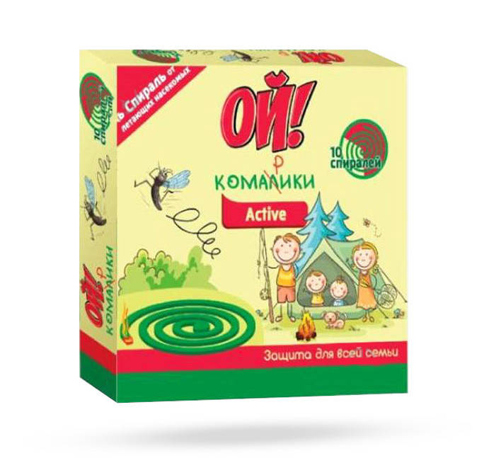 

Спирали от летающих насекомых Ой!Комарики Active 10 шт
