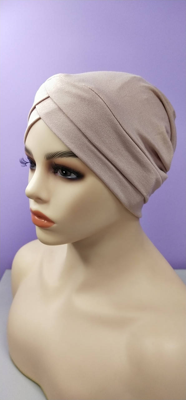 

Чалма Классическая шапка 54-58 рр трикотаж однотонная бежевая летняя, Бежевый