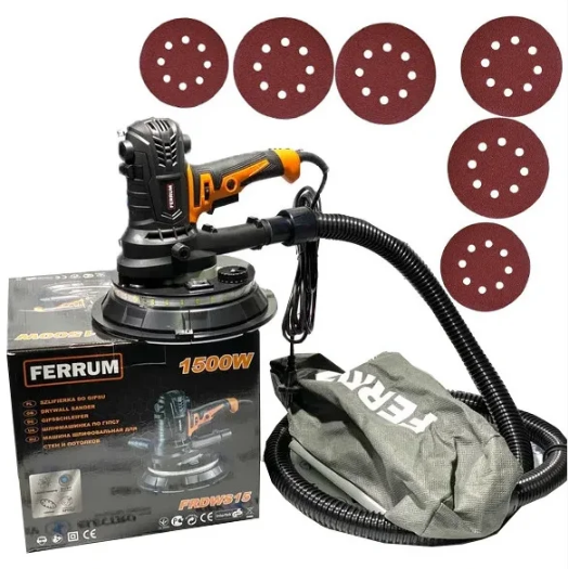 

Шлифмашина для стен и потолков FERRUM FRDWS15 1500 Вт - 180 мм