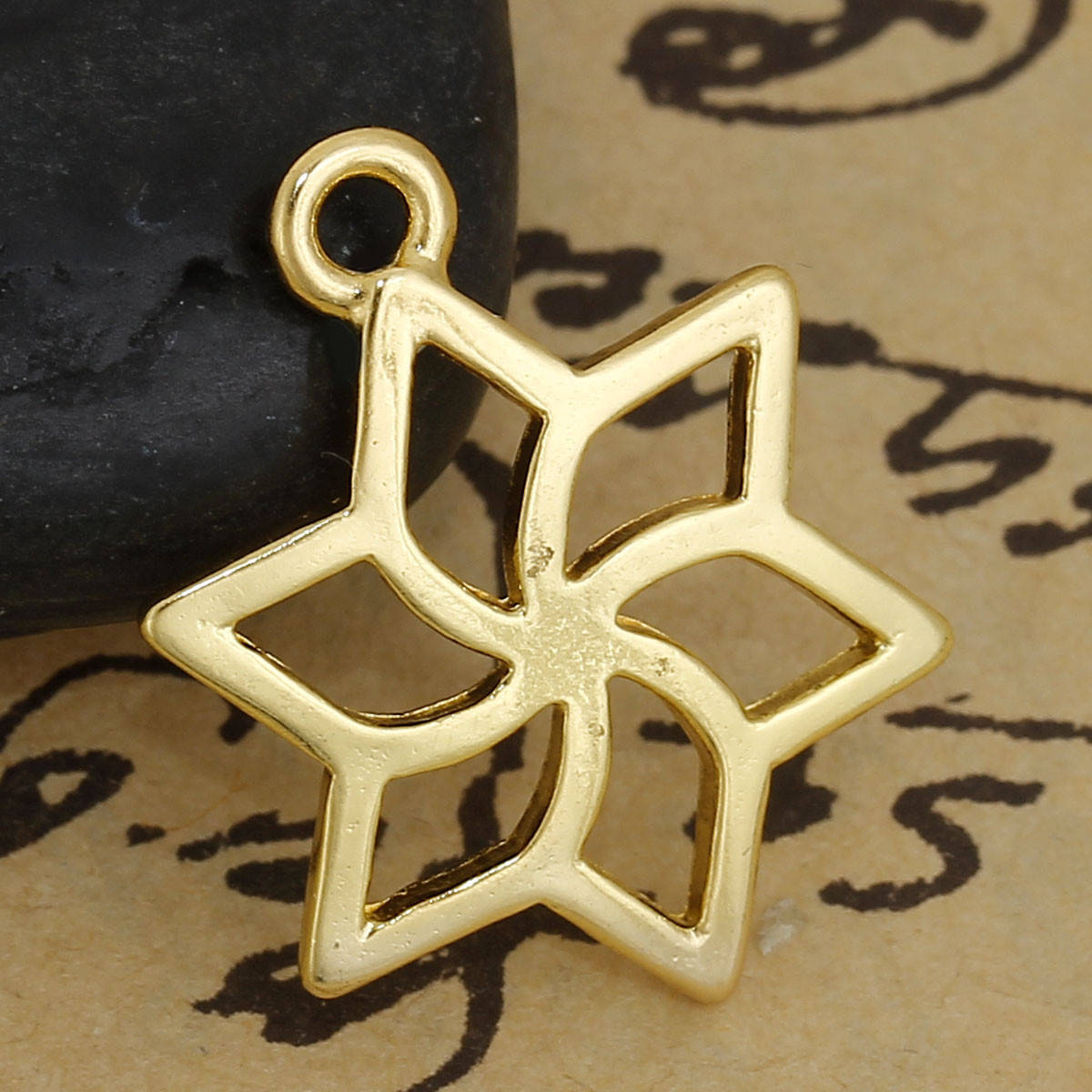 

Звезда Давида Цинковый Сплав Подвески Позолоченный Цветок С Узором ажурная резьба 23 мм x 17 мм