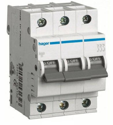 

Автоматический выключатель Hager 3П 40А тип С MC340A