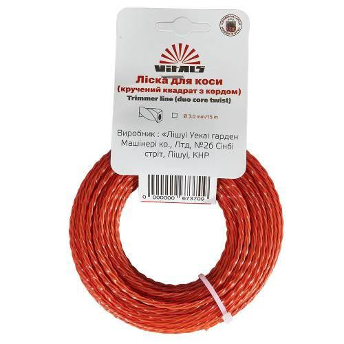 

Леска для триммеров Vitals крученый квадрат с кордом 3.0mm*15m