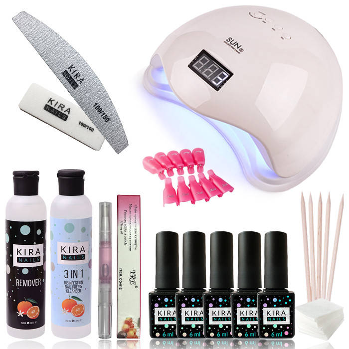 

Стартовый набор Kira Nails "PROFI Sun 5" + лампа для маникюра Sun 5 48W White