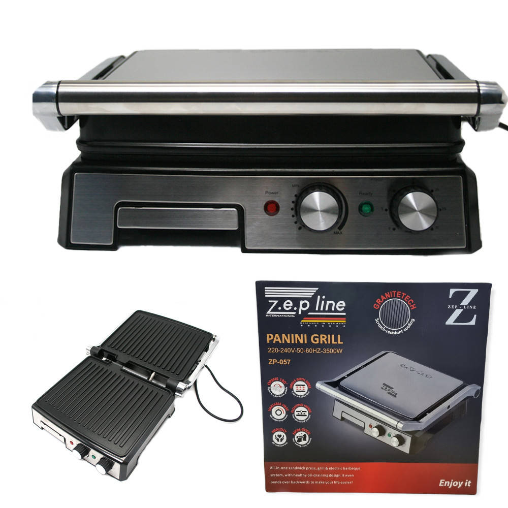 

Гриль электрический с таймером Контактный прижимной панини электрогриль z.e.pline 3500W ZP-057