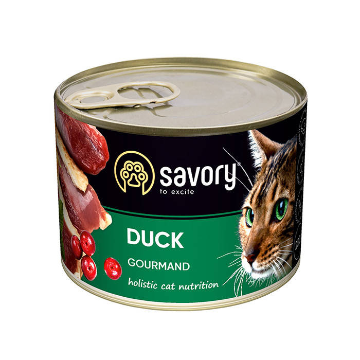 

Savory Cat Can Adult Duck Gourmand консерва для привередливых котов с уткой 400 г