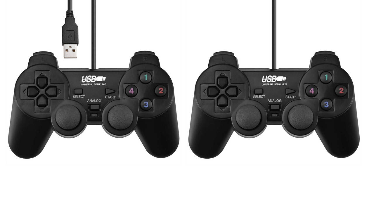 

USB джойстик для ПК PC GamePad DualShock DJ-2082 с вибро 2шт (25135), Черный