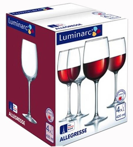 

Набор бокалов для красного вина Luminarc Аллегресс 550 мл 4 шт (L1403), Прозрачный