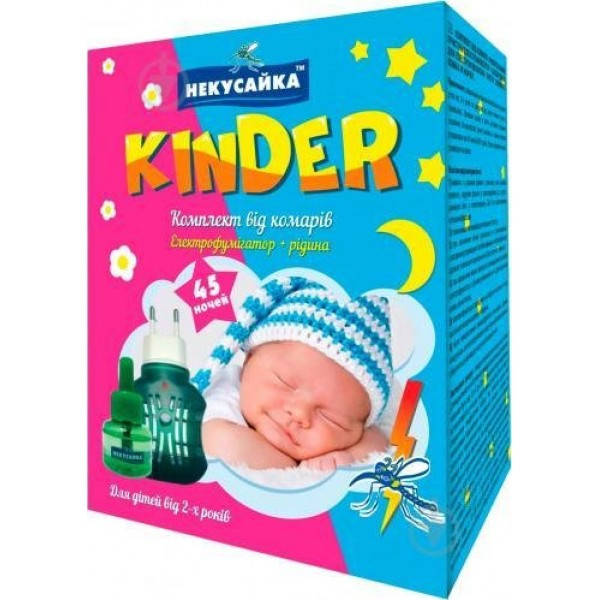 

Фумигатор от комаров с жидкостью Некусайка Kinder 45 ночей