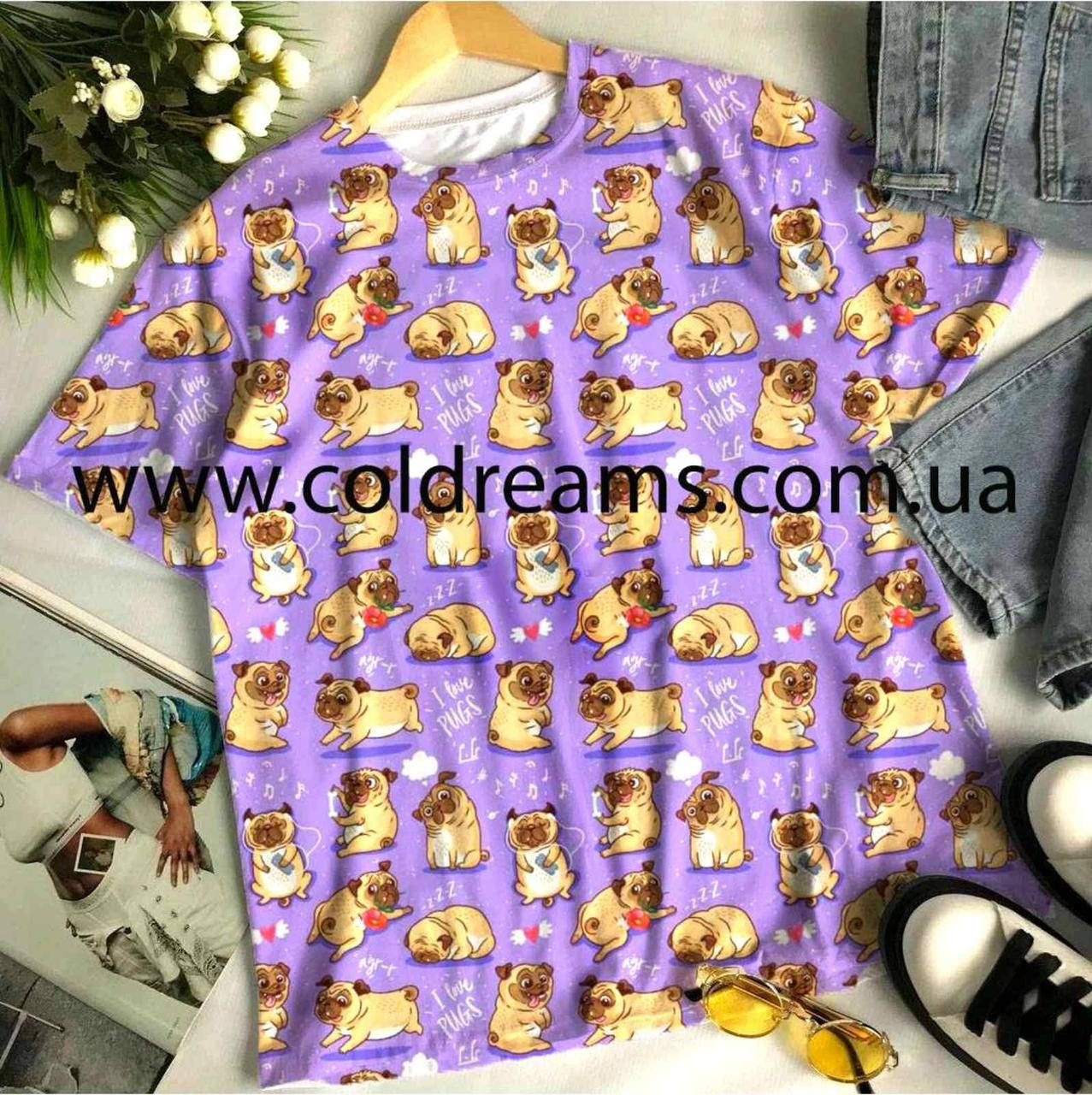 

Стрейч кулир принт "Мопсики на сиреневом" - 180см. (диджитал)