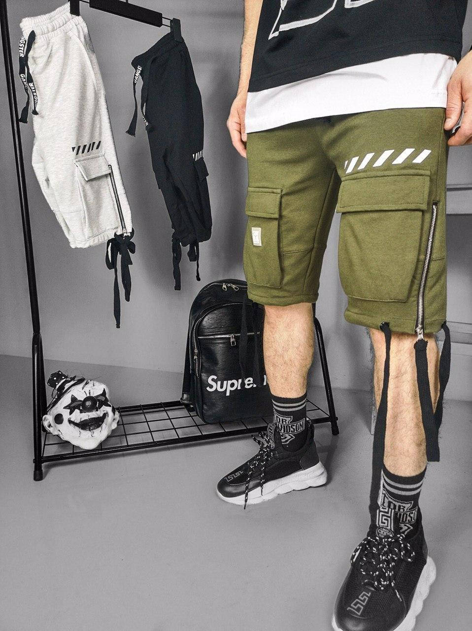 

Мужские трикотажные шорты (спортивные) / Haki / off-white M