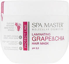 

Ламинирующая маска для защиты волос с виноградом и чиа Spa Master Laminating Grape & Chia Hair Mask 500 мл