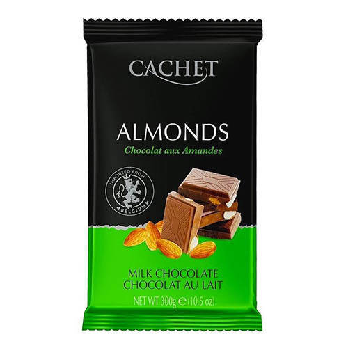 

Шоколад CACHET (КАШЕТ) молочный 32% какао с миндалем 300г