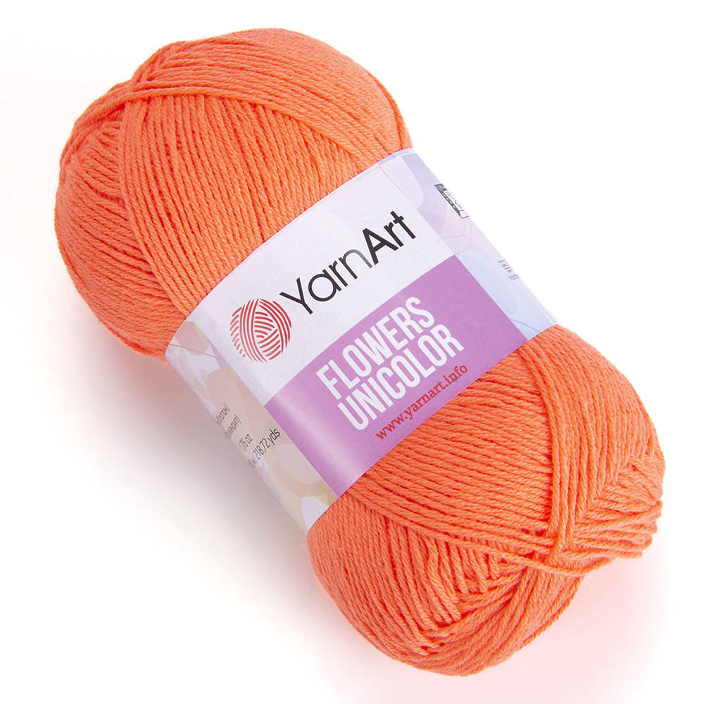 

YarnArt Flowers Unicolor (ЯрнАрт Фловерс Униколор) № 737 оранж (Пряжа коттон, нитки для вязания), Оранжевый
