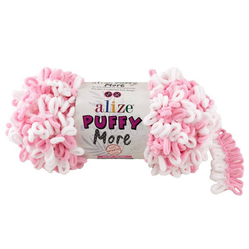 

Alize Puffy More 6267 белый с розовым