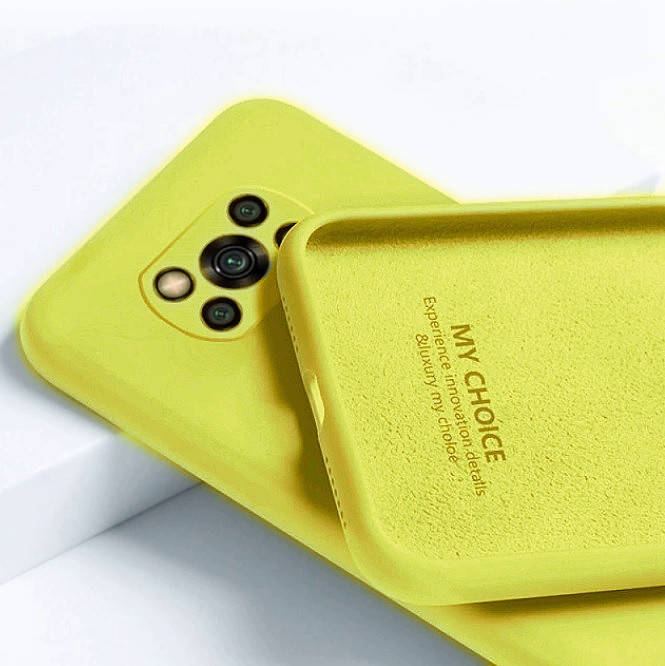 

Силиконовый чехол с микрофиброй для Poco X3 NFC \ Pro желтый тонкий матовый софт тач
