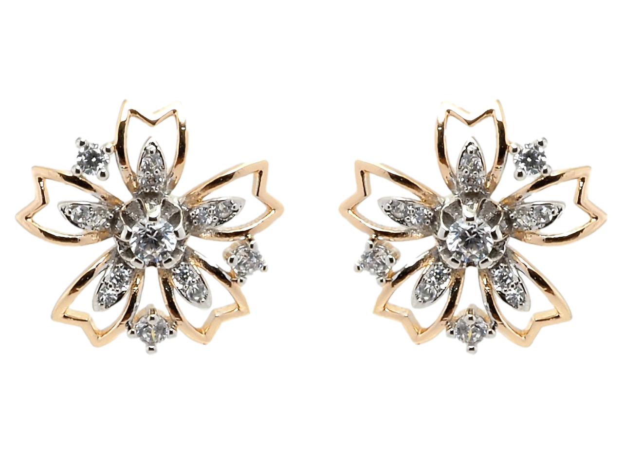 

Серьги Xuping Позолота 18K+Родий гвоздики (пусеты) "Цветочки с фианитами"
