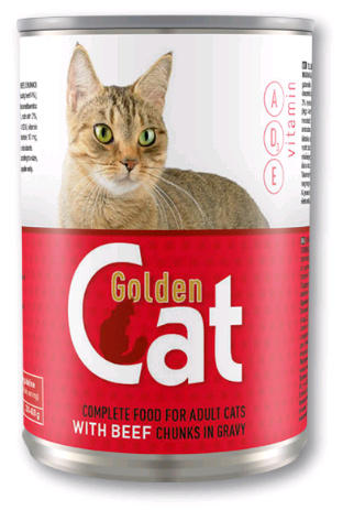 

Корм для кошек с говядиной в соусе Golden Cat 415 г Венгрия 5999884350354