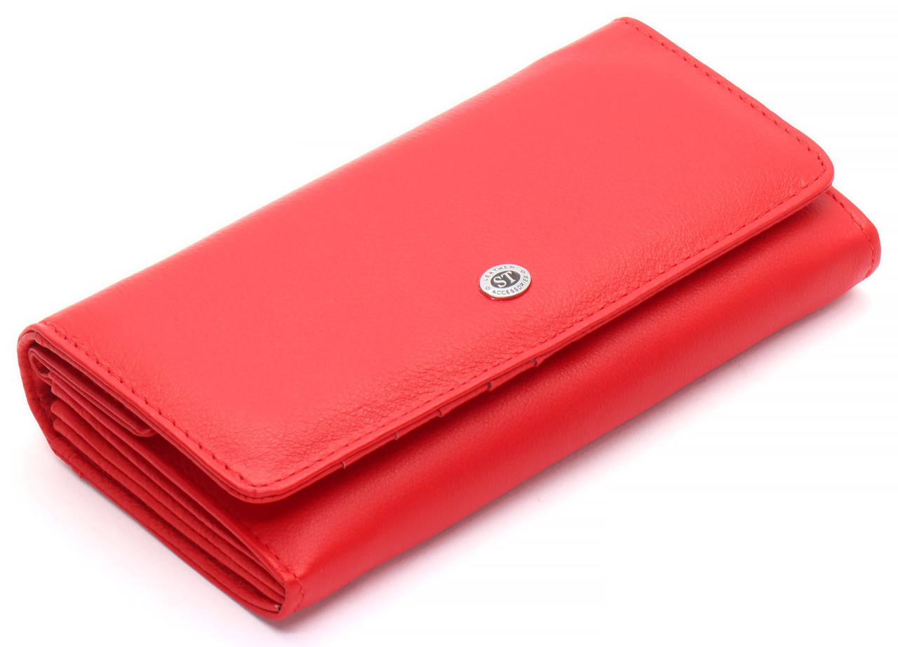 

Красный женский кошелек из натуральной кожи с отделом под монеты ST Leather ST020