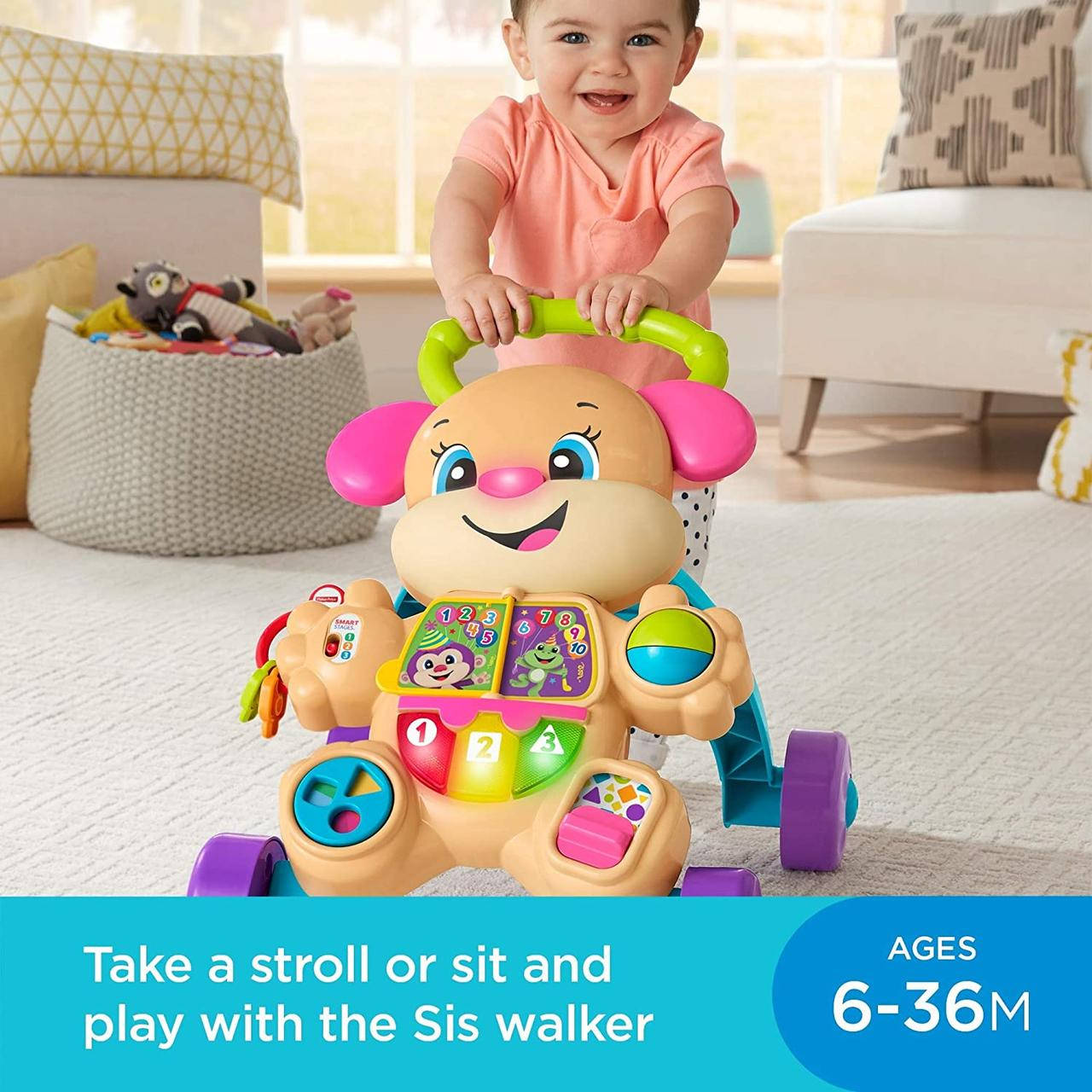 

Интерактивные детские ходунки каталка Fisher-Price оригинал обучающая игрушка, Бежевый