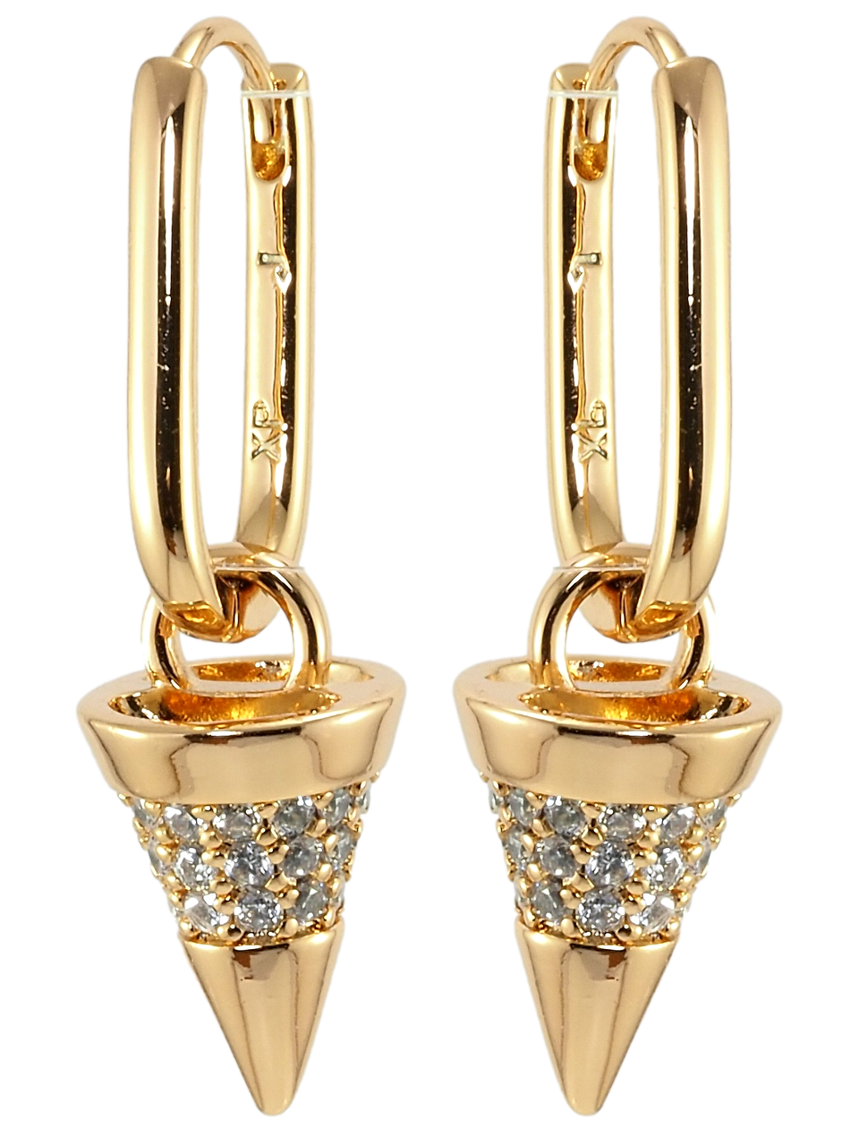 

Серьги Xuping Позолота 18K подвески на колечках "Конусы с цирконием"