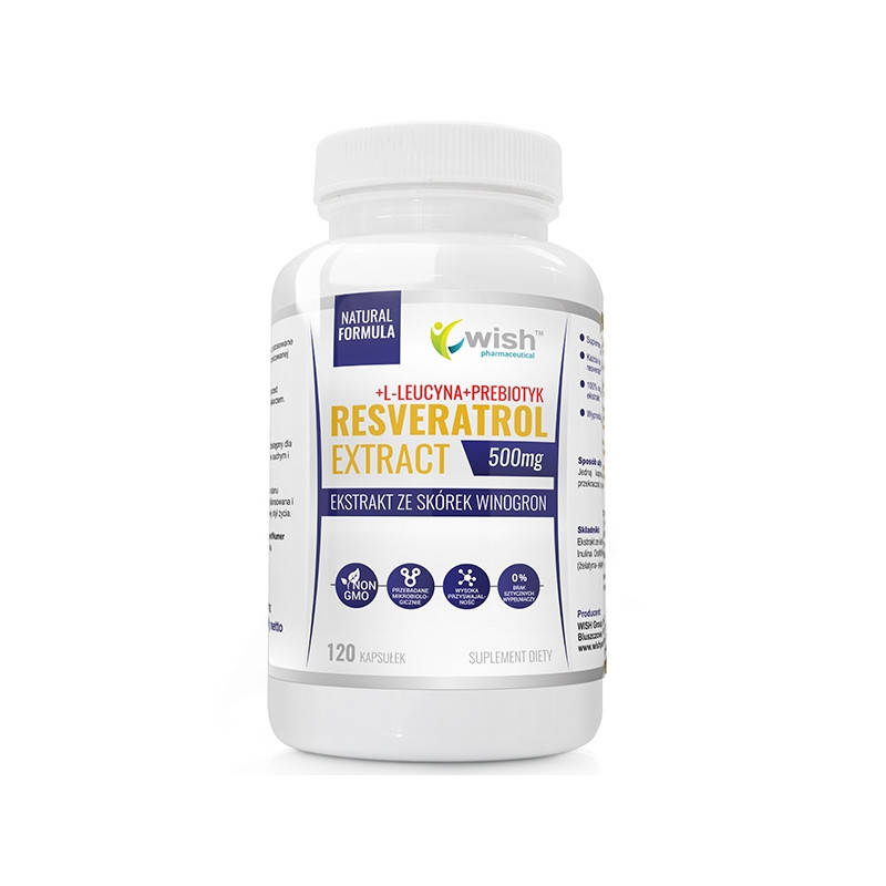 

Ресвератрол, Resveratrol Extract 500 mg + пребиотик 120 caps, Wish
