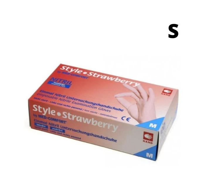 

Перчатки нитриловые , Style strawberry 100шт\уп клубника текстурированные, Розовый