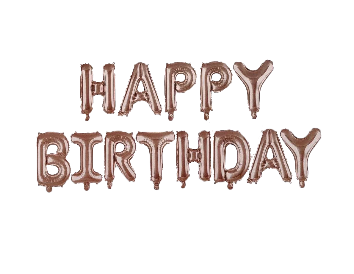 

Шары надувные фольгированные буквы "Happy Birthday" Розовое золото