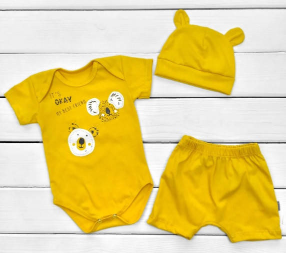 

Летний набор одежды Кулир Горчичный для малышей