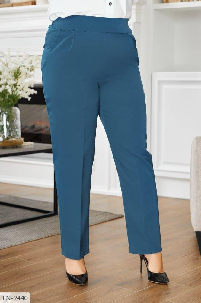 

Женские стильные брюки, пояс на резинке, высокая посадка (большой размер)