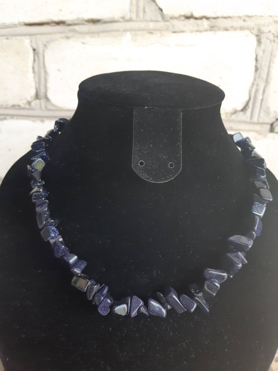 

Бусы крошка Авантюрин "синий песок" d-10x9x6мм(+-) L-47см(+5см)