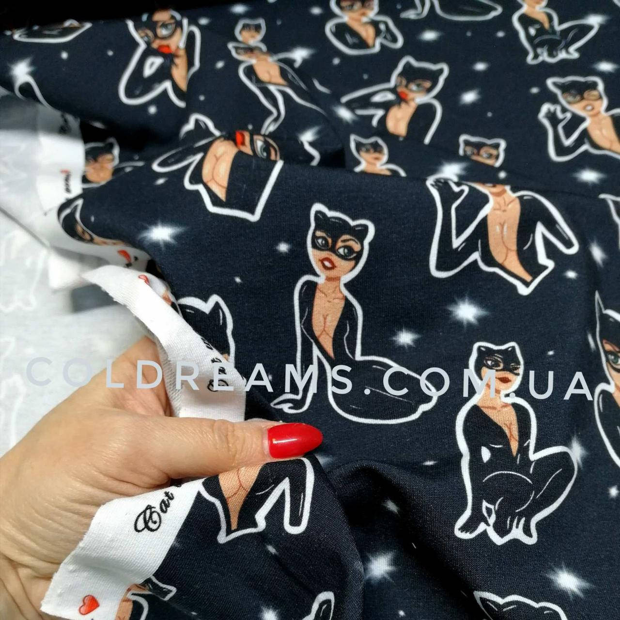 

Футер двунитка "Женщина-кошка", (диджитал)