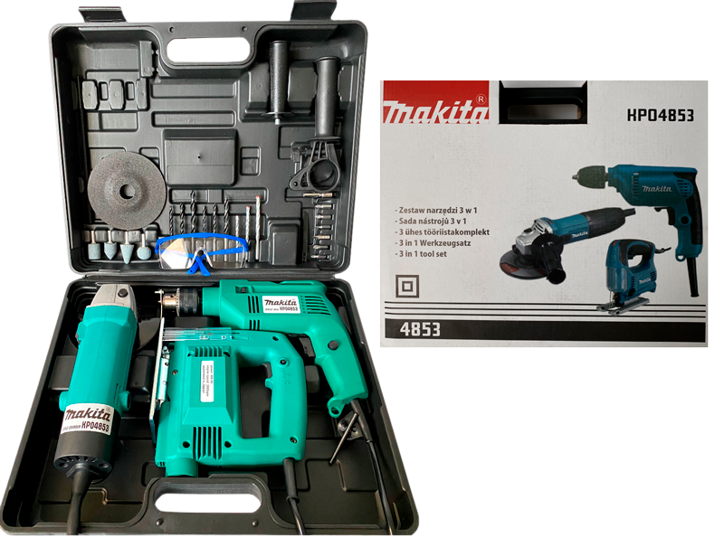 

Набор Makita 3в1 Дрель Лобзик Болгарка Инструменты Макита