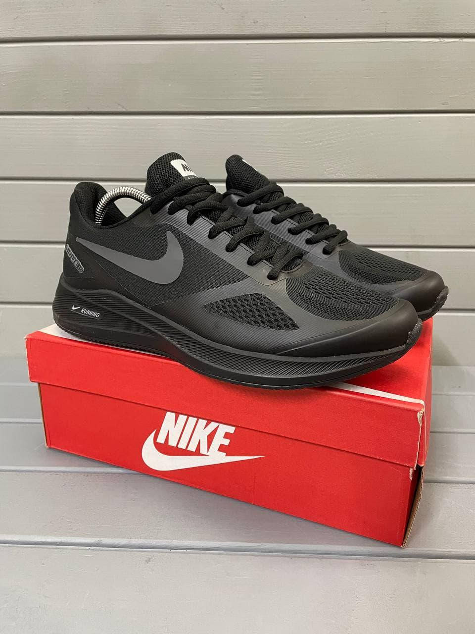 

Nike Air Running мужские демисезонные черные кроссовки на шнурках. Весенние мужские нейлоновые кроссы 42, Черный