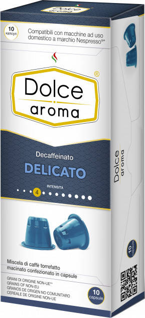 

Кофе в капсулах Dolce Aroma Decaffeinato Delicato, 10 капсул Nespresso
