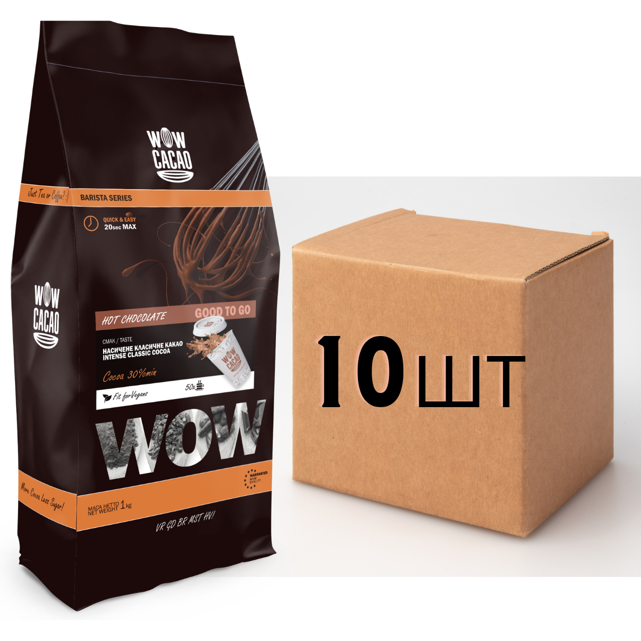 

Ящик WOW CACAO ГАРЯЧИЙ ШОКОЛАД GOOD TO GO 1кг (в ящике 10шт)