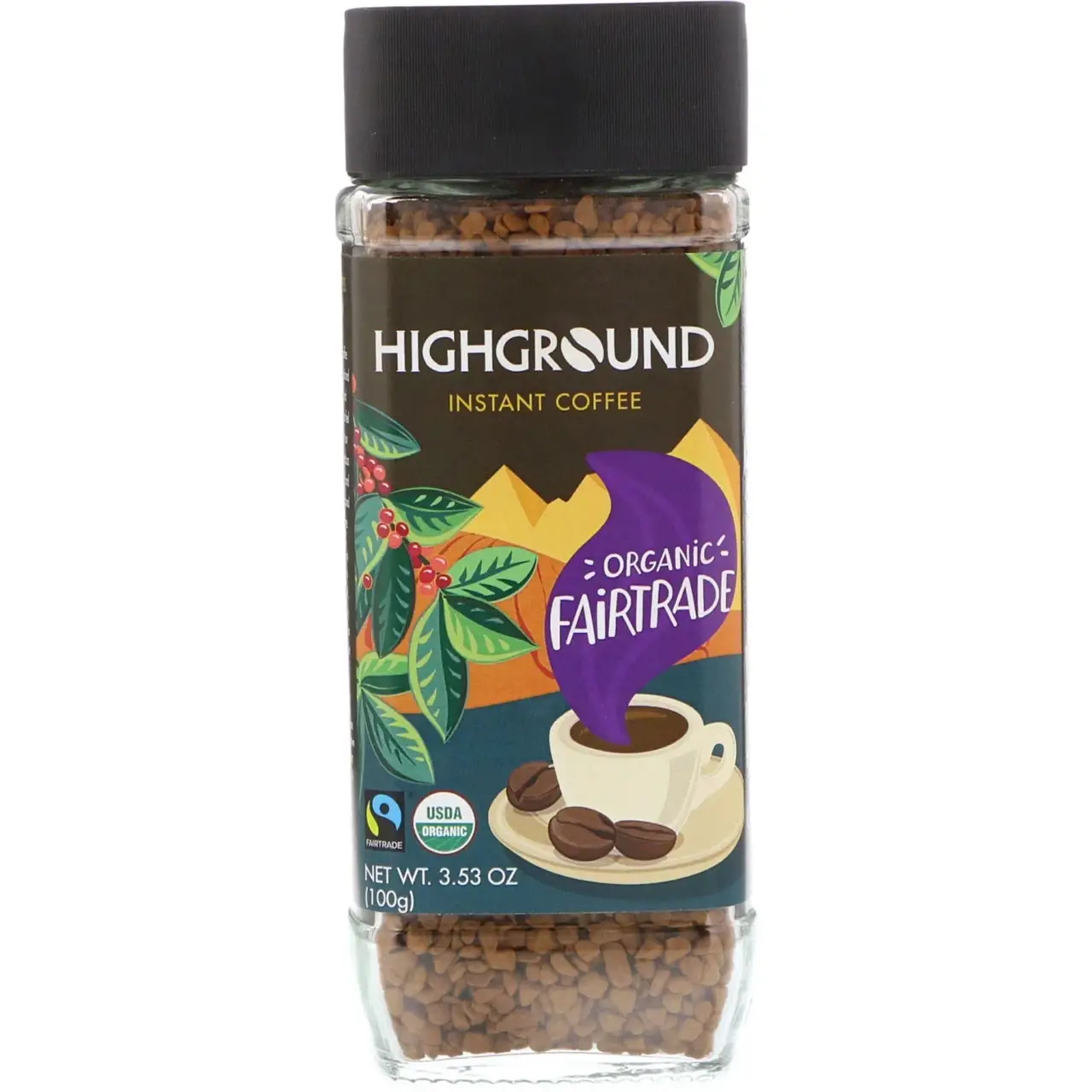 

Highground Coffee, Органический растворимый кофе, средний, 100 г