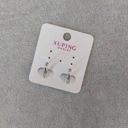 

Серьги пусеты Xuping с белыми камнями 5х14мм Родий