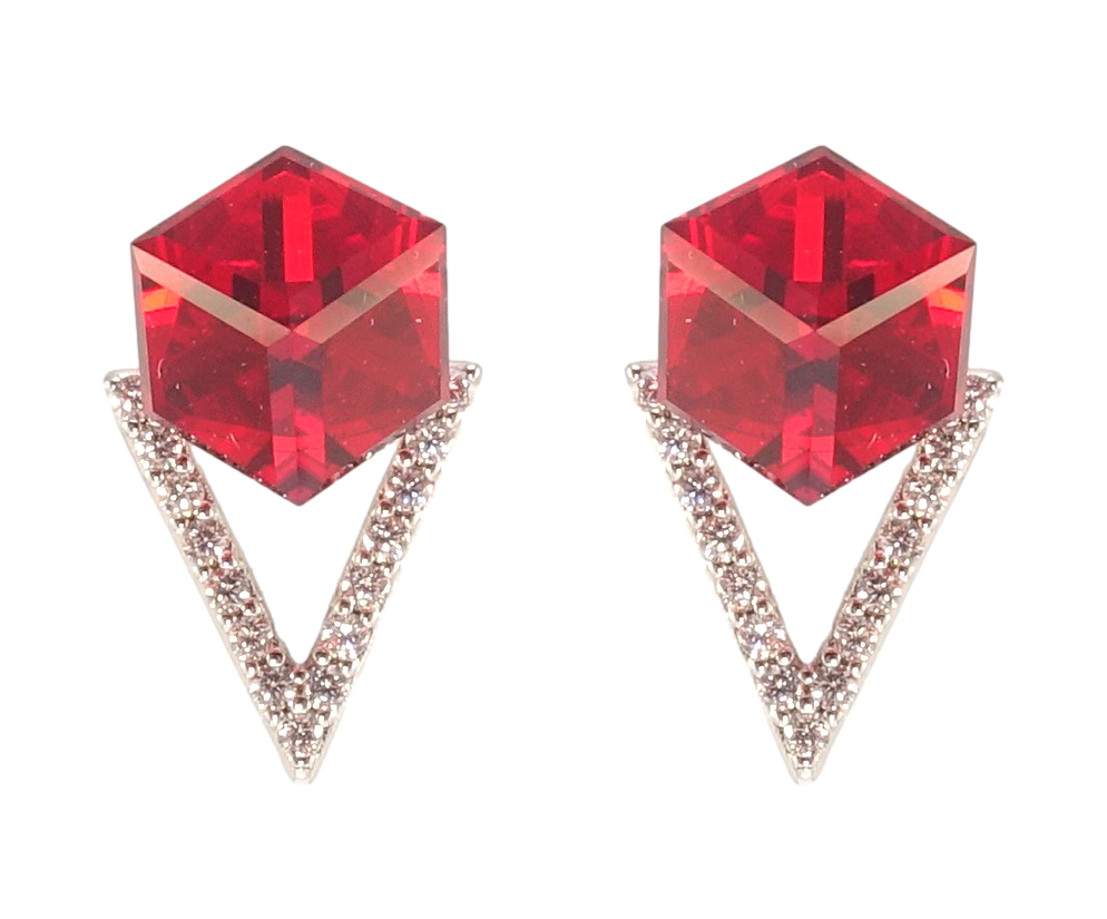 

Серьги Xuping Родий с кр-ми Swarovski гвоздики (пусеты) "Кристальные кубики Light Siam"