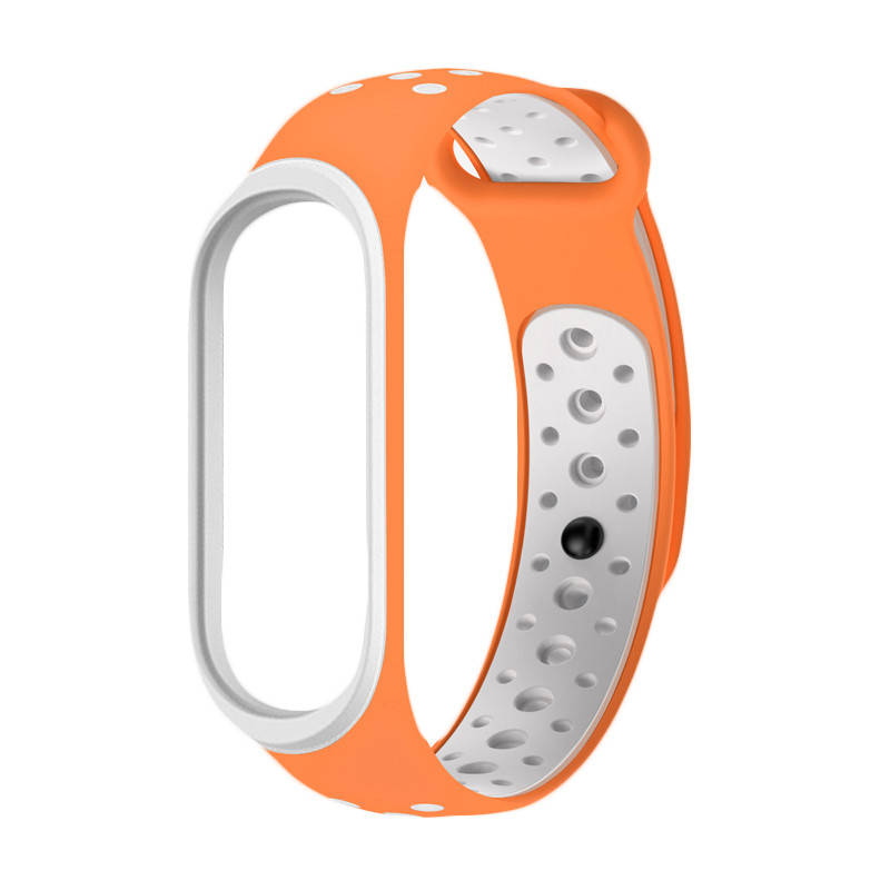 

Ремешок mi band 4 ремешок к браслету Mi Band 3 перфорированный оранжево-белый